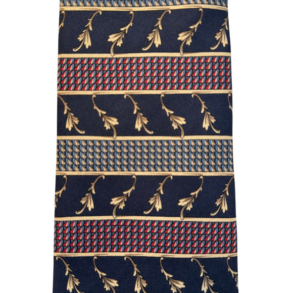 Christian Dior Tie | Navy Red Gold | 100% Silk | 58” - Picture 3 of 3